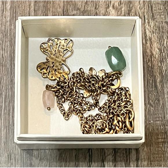 FINAL PRICE lucky brand flower butterfly stone charm drop necklace - Picture 1 of 4